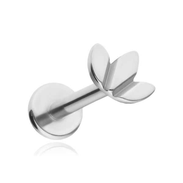 Titanium labret örhänge blad silver 1,2/6 mm