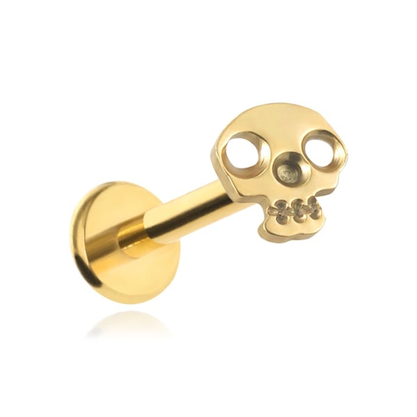 Titanium labret kranium guld 1.2/8 Titanium labret kranium guld 1.2/8