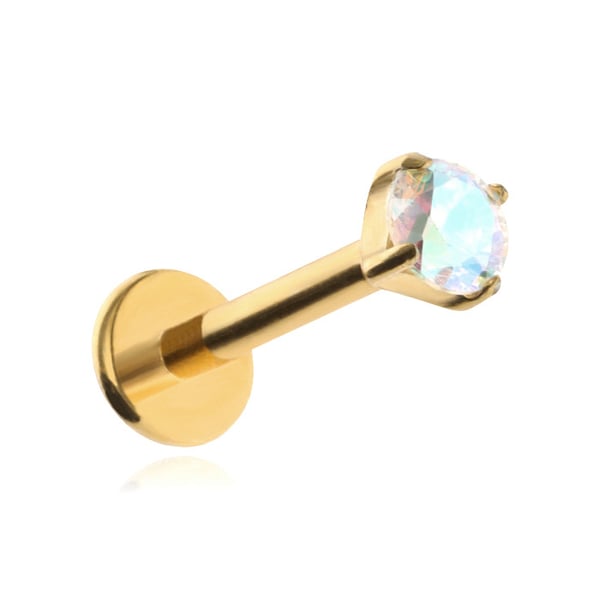 Titanguld labret med opal zirkon 1.2/8/3