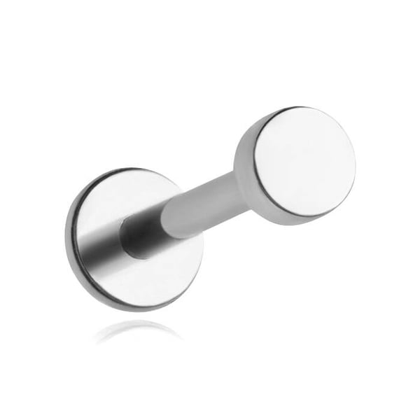 Titan labret med platt kapsel silver 1,2/8/4