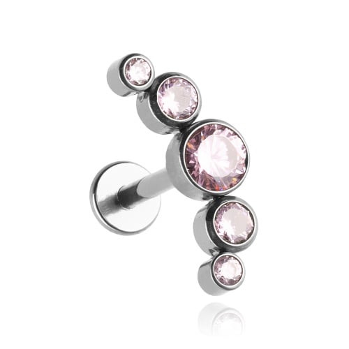 Labret klusterörhänge i titan med rosa zirkoner helix 1.2/6 Labret klusterörhänge i titan med rosa zirkoner helix 1.2/6