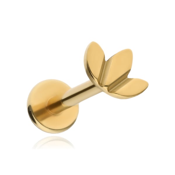 Titanium labret ørering blade guld 1.2/8