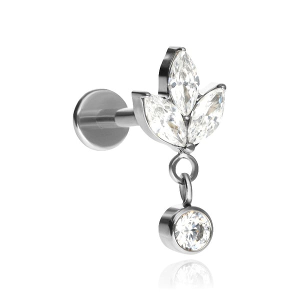 Labret-hænge i titan med hvide zirkoner - sølv 1,2/8 Labret-hænge i titan med hvide zirkoner - sølv 1,2/8