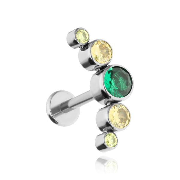 Labret klusterörhänge i titan med gröna zirkoner - silver 1,2/8