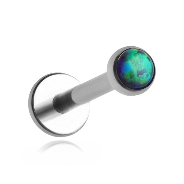 Titan labret med mörkgrön opal OP13 - silver 1,2/8/3 Titan labret med mörkgrön opal OP13 - silver 1,2/8/3