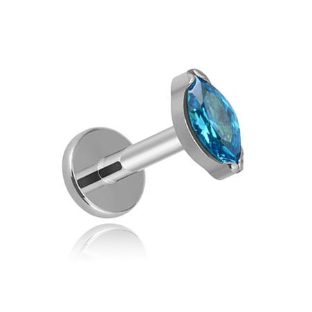 Titanium labret silver tår med blå zirkon 1,2/8 Titanium labret silver tår med blå zirkon 1,2/8