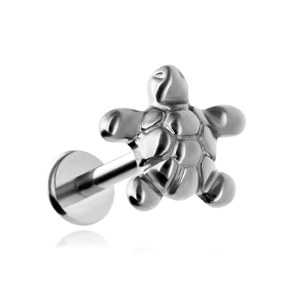 Titaani-labret korvarengas - kilpikonna - hopea 1,2/8