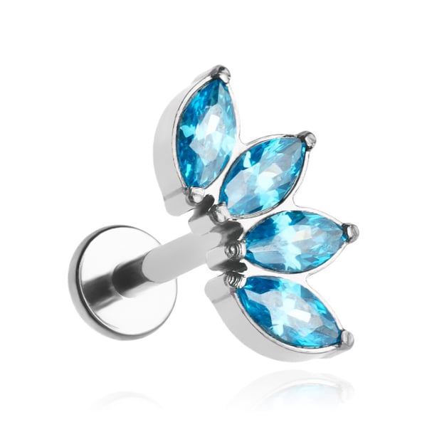 Labret klusterörhänge i titan med blå zirkoner - silver 1,2/6 Labret klusterörhänge i titan med blå zirkoner - silver 1,2/6