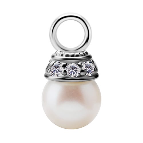 Charms - CoCr NF - sølv med ferskvandsperle - D-045