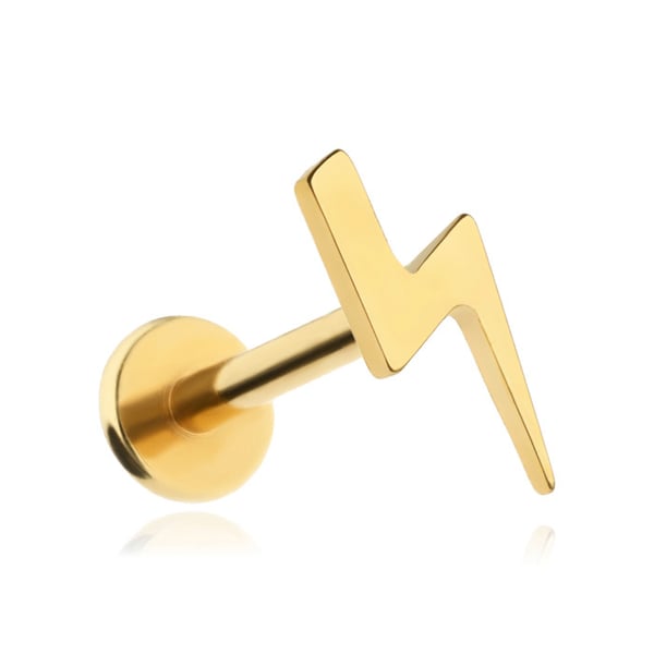 Titanium labret ørering lyn guld 1.2/8
