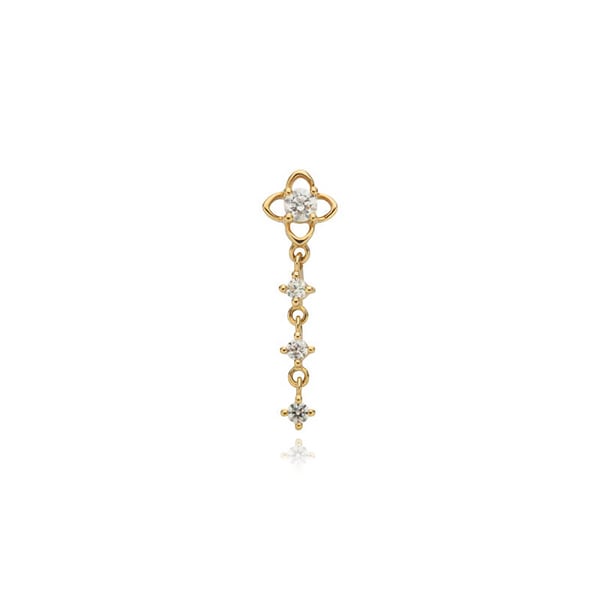 14 karat guld blomsterhat med hvide zirkoner - GD14K-009