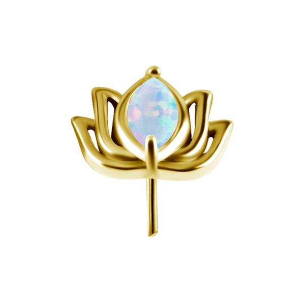 Push in cap lotusblomma med vit opal CoCr NF guld PI-003