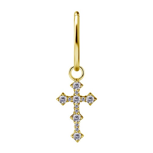 Charms - CoCr NF - guldkors - premium zirkoner - D-035