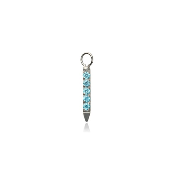 Titanberlock med blå zirkoner - Silver - D-063