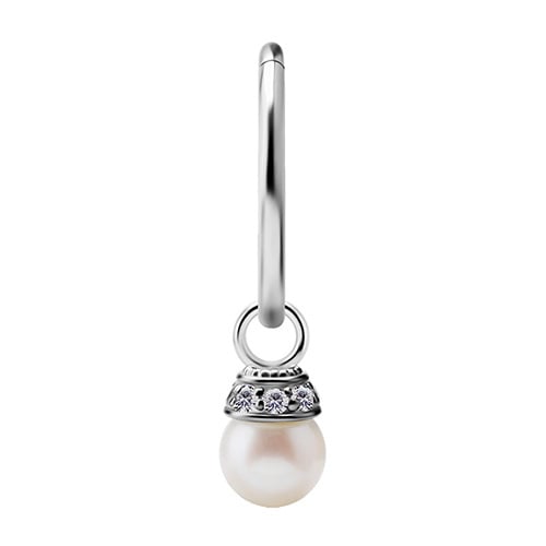 Charms - CoCr NF - sølv med ferskvandsperle - D-045