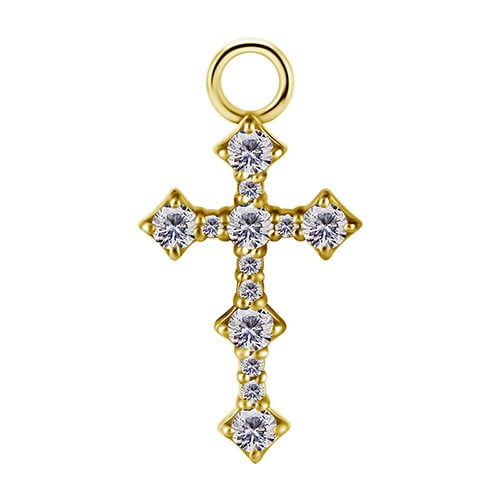 Charms - CoCr NF - guldkors - premium zirkoner - D-035