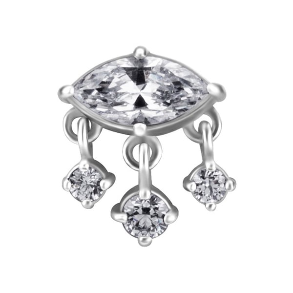 Tryck in locket med vita zirkoner CoCr NF silver PI-010