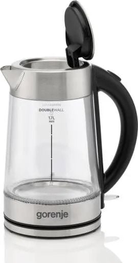 Gorenje K17GDWII, 1,7 l, 2200 W, Rostfritt stål, Glas, Vattennivå indikator, Sladdlös