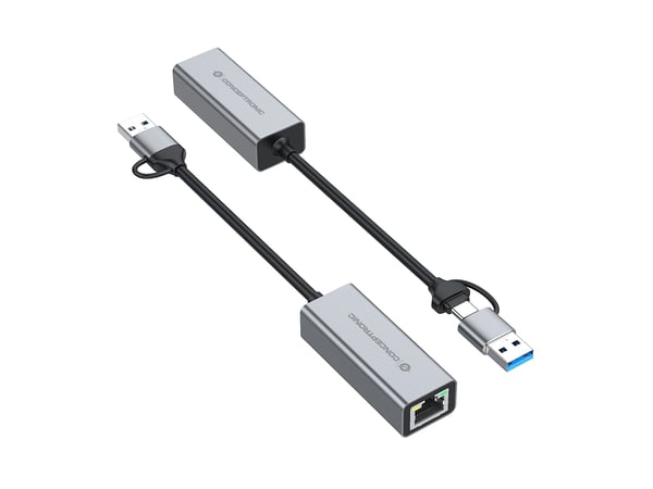 Conceptronic ABBY08G, Koblet med ledninger (ikke trådløs), USB, Ethernet, 1000 Mbit/s, Grå
