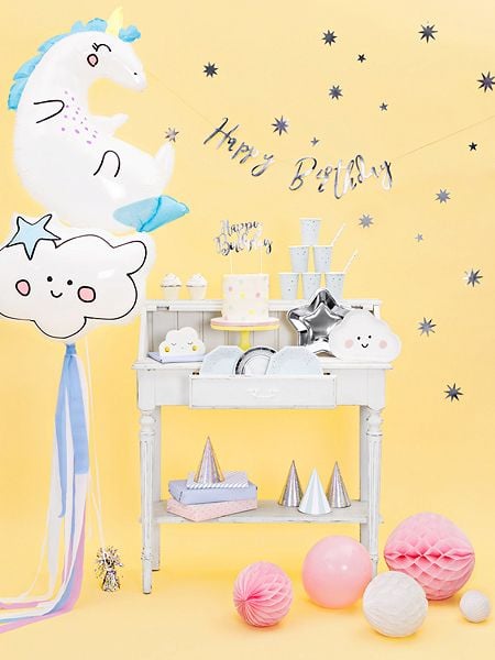PartyDeco GRL75-018M, Vimpler, Papir, Sølv, Bursdag, Vegg, Gutt/Jente