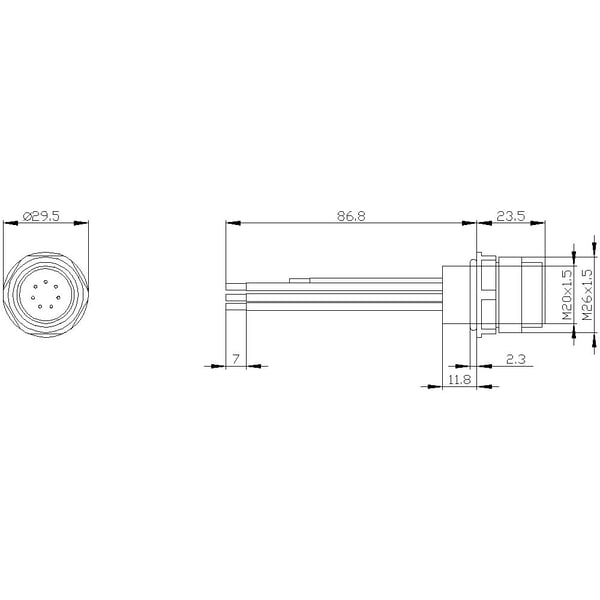 Siemens 3SY3131 apparatkontakt M20x1,5, 29 g, 158 mm, 68 mm, 32 mm