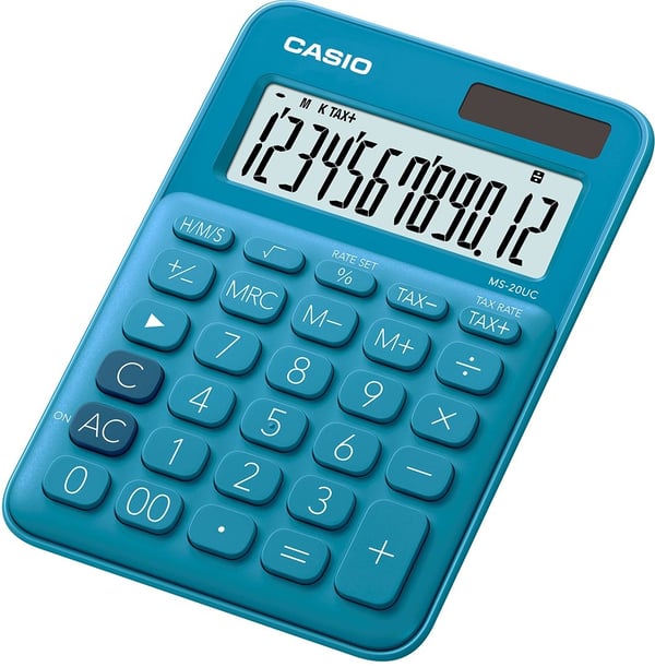 Casio MS-20UC - Skrivbordskalkylator - 12 siffror - solcellspanel, batteri - blå