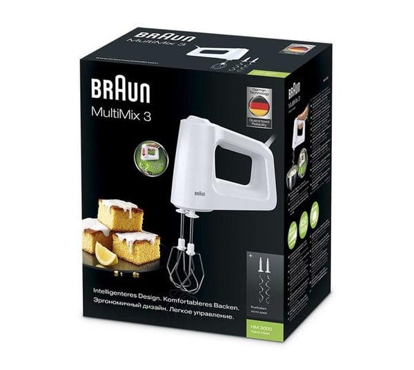 Braun MultiMix HM 3000 WH, Håndmikser, Hvit, Rustfritt stål, 450 W