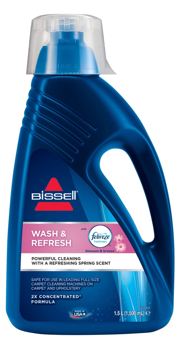 BISSELL Wash & Refresh Blossom & Breeze Febreze - Renser / luktfjerner - flaske - 1.5 L - refreshing spring scent - konsentrert - blå