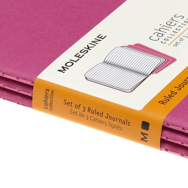 Moleskine Cahier, Monokromatisk, Lyserød, 64 ark, 70 g/m², Linieret papir, Universel