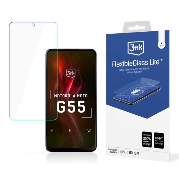 3MK FlexibleGlass Lite, Motorola, Moto G55, Slagbestandig, Gjennomsiktig, 1 stykker