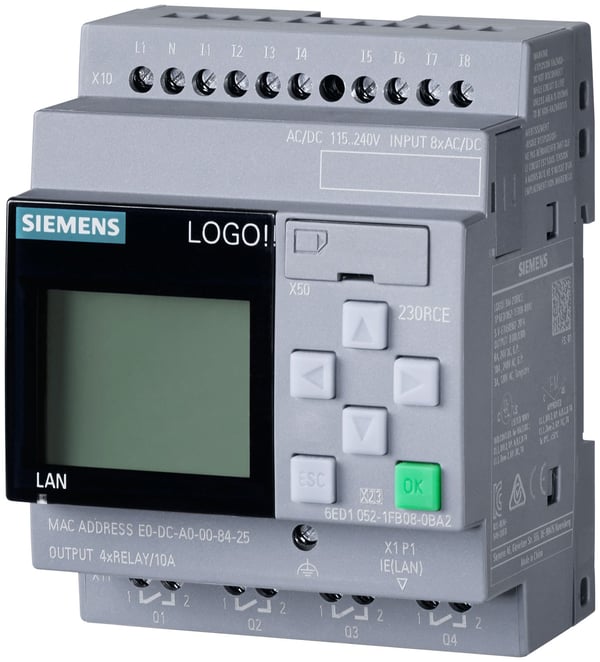 Siemens LOGO! 8.4 -perusyksikkö 230RCE, IP20, 100–253 V, CE, RoHS, REACH, 90 mm, 81 mm, 93 mm