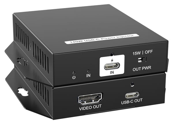 VivoLink - Strøminjektor - USB-C, w/HDMI out - AC 100-230 V - 140 watt - utgangskontakter: 1 - svart