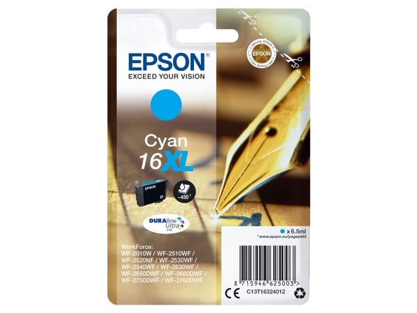 Mustekasetti epson 16xl c13t16324012, 6,5 ml, syaani