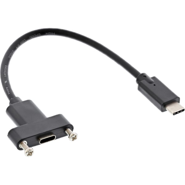 InLine 33441G USB-C-adapterkabel hane till hona 0,20 m USB 3.2 Gen.2, svart