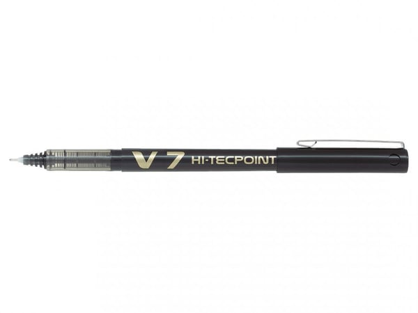 Pilot Hi-Tecpoint V7, Mekanismiton kynä, Musta, Musta, Keskikokoinen, Molempikätinen