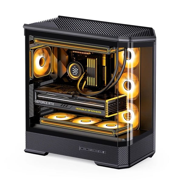 Jonsbo D400 datorchassi Midi Tower ATX härdat glas svart