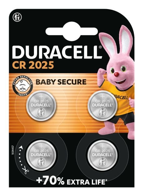 Duracell 5000394119345, Engangsbatteri, CR2025, Lithium, 3 V, 4 stykker, 165 mAh