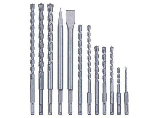 Einhell 49240295, Borrhammare, Borrsats, SDS Plus, Grå, 10 styck, Flatmejsel, Spetsig mejselbits
