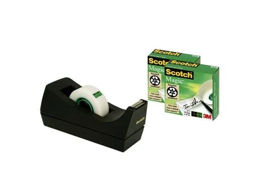 Borddispenser Scotch® C38 sort +3 ruller Magic™ 810 tape 19mm x 33m
