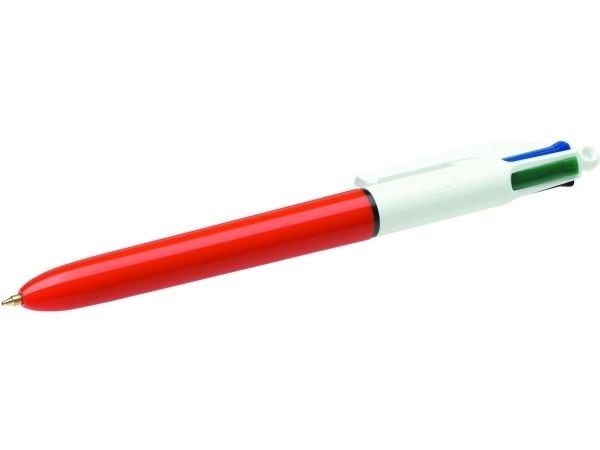 BIC 4 Colours - 4-fargekulepenn - svart, rød, blå, grønn - 0.7 mm - fin - retraktil (en pakke 12)