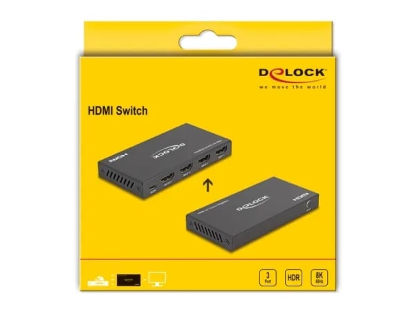 Delock - Video-/ljudomkopplare - 8K, 60Hz - 3 x HDMI - skrivbordsmodell