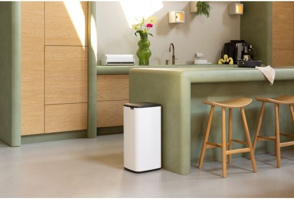 Brabantia Bo Touch Bin, 10 L, Suorakulmainen, Terästä, Valkoinen, Muovi, Poljin