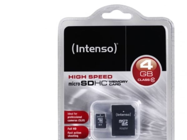 Intenso microSDHC-minneskort 4 GB 3413450 Class 10 20 MB/s + SD-adapter