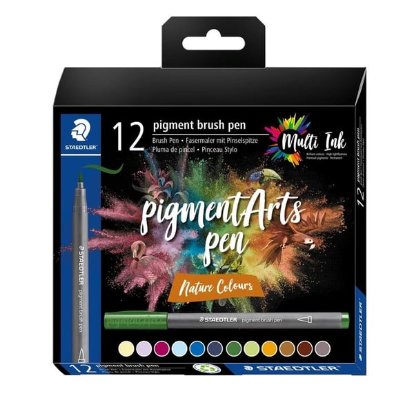 STAEDTLER 371 - Penselpenna - permanent - blandade färger - vattenbaserat pigmentbläck (paket om 12)