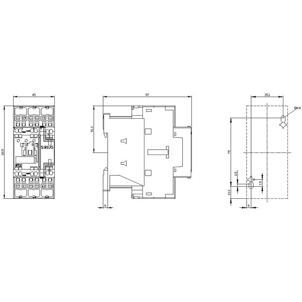 Siemens 3RT2024-2AH00 Tehonsuojaus 3 x katkaisija 690 V/AC 1 kpl
