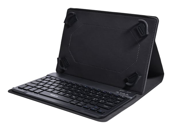 DELTACO TB-138 - Tastatur og folioveske - trådløs - Bluetooth - Nordisk - svart tastatur, svart boks