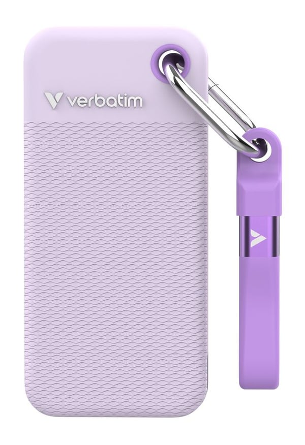 Verbatim Pocket - Color Edition - SSD - 1 TB - nøkkelring med kabelfestet - ekstern (bærbar) - M.2 - USB 3.2 Gen 2 (USB-C kontakt) - purpur