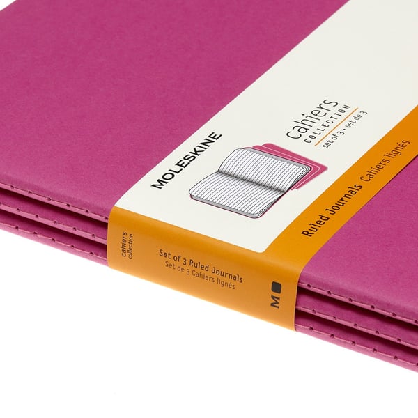Moleskine Cahier, Monokromatiskt, Rosa, 120 ark, 70 g/m ^, Linjerat papper, Inbunden