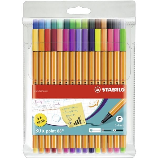 Stabilo Point 88 Fineliner 0,4 mm - med 30 delar i etui