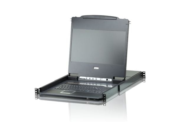 ATEN CL6708MW - KVM-konsoll med KVM-svitsj - 8 porter - USB - 17.3" - kan monteres i rack - 1920 x 1080 Full HD (1080p) @ 60 Hz - DVI-I - 1U